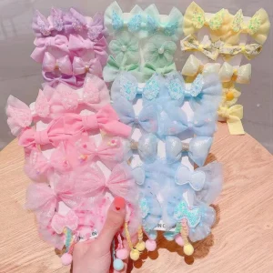Fashion Hair Accessories Set Girl Lace Bow Hair Clip Hairgrips for Children