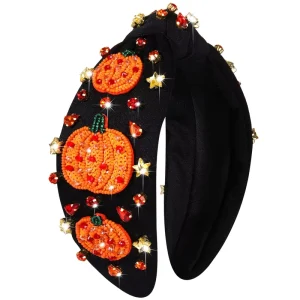 Fashion Halloween Hair Accessory Rhinestone Hairband Crystal Pumpkin Headband for Women