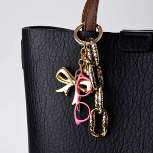 Fashion Handbag Accessories Bag Charm Leopard Chain Bag Charm Gold Bow Cherry Pendant Bag Charm