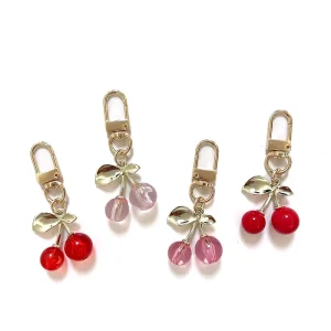 Fashion Handbag Charms Cute Blossom Cherry Keychain Accessories for Key Bag