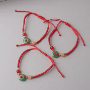 Fashion Handmade Braided Adjustable Bracelets Red Thread Jade Bead Bracelet for Daily Jewelry