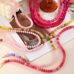 Fashion Handmade Colorful Natural Stone Beaded Charm Necklace 18K Gold Plated OT Clasp Luxury Jewelry Necklace Set for Women