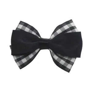 Fashion Handmade Hair Bows Hair Accessories Grid Pattern Double Layer Clip for Girls
