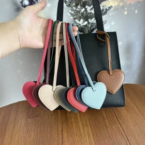 Fashion Heart Shape Leather Bag Charm Keychain Women Luxury Pendant Trendy Popular Accessories PU Palm Print