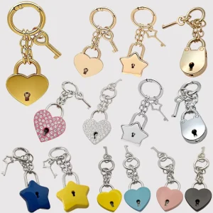 Fashion Heart Star Bear Shaped Padlock Luxury Bag Keychain Charms Car Key Chain Pendant Metal Accessories Bulk Supplies