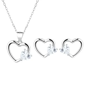 Fashion Heart Sterling Silver Pendant Necklace Fashion Diamond Exquisite Heart Necklace