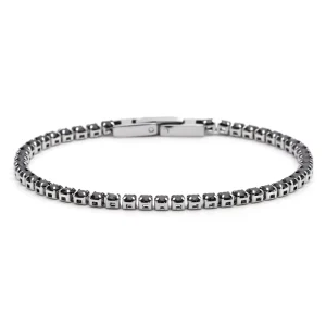 Fashion High Quality Black Stone 3mm Tennis Chain Stainless Steel Bracelet Anklet Classic Vintage Style Full Diamonds Jewelry