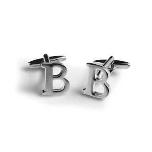 Fashion High Quality Special Design Custom Letter Alphabet Logo Metal Zinc Alloy Cufflink