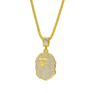Fashion Hip Hop Diamond Encrusted Human Head Jewelry Pendant Men Accessories