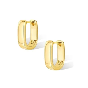 Fashion Hoop Earrings Personalized 18K Gold Plated U Shape Earrings Stainless Steel Jewelry for Girl Womens Gift