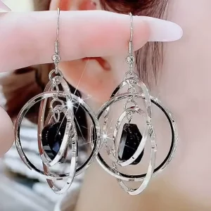 Fashion Hoop Large Kevlar Earrings Natural Stone Elegant Exaggerated New Trendy Design Sense Personality Party Religious