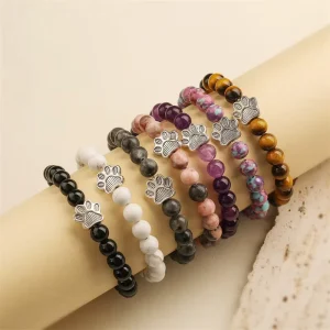 Fashion Hot Selling Alloy Devil’s Claw Natural Stone Beaded Bracelet Geometric Trendy Jewelry Gift Unisex