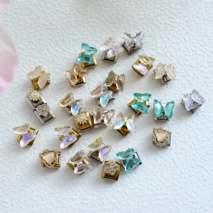 Fashion Hot Selling DIY Italian Bracelet Bracelet Rotating Crystal Butterfly Flower 304 Stainless Steel Gold Plated Jewelry