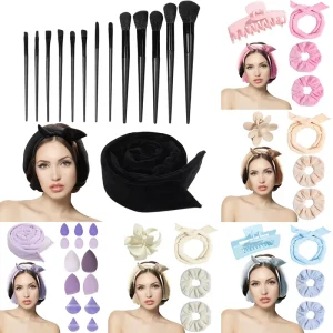 Fashion Hot Selling Elegant Salon Beauty Hairband Makeup Accessories Sets Flower Hair Claw Handmade Plastic & Metal