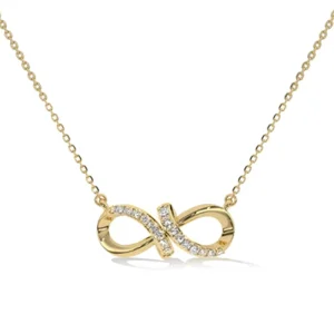 Fashion Infinite Design Charm Jewelry 925 Silver Zircon Necklace Gold Plated Chain Necklace for Women
