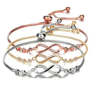 Fashion Infinity Copper Microset Zirconia Adjustable Bracelet Zigzag Bracelet for Women Jewelry
