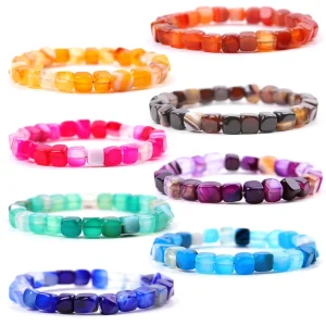 Fashion Inlaid Crystal Friendship Statement Jewelry Summer Colorful Square Stone Bracelet for Women Girls