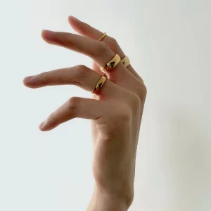 Fashion Ins Style Finger Wedding Rings Jewelry Women Stainless Steel 18K Gold Plated Couple Ring