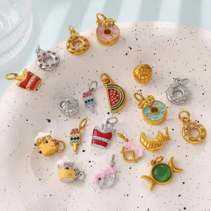 Fashion Ins Style Fries Gourmet element Stainless Steel Charms Personality Versatile DIY Jewelry Pendant Accessories