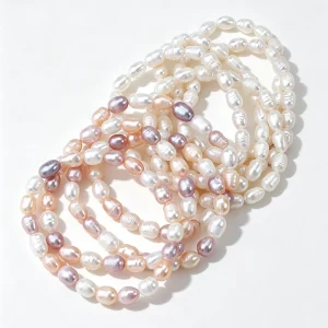 Fashion Ins Style Natural Freshwater Pearl Bracelet Handmade Elastic Bangle Jewelry Gift Party Daily Wear