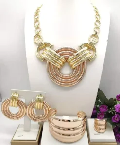 Fashion Italian Trendy Gift Factory Popular Unique Copper Alloy Gold Plated Wedding Party Birthday Daily Anniversary Jewelry Set