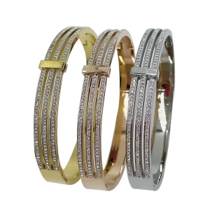 Fashion Jewellery Adjustable Sterling Silver Quartz Bangle Gold Plated Classic Islamic Party Gift