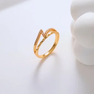 Fashion Jewellery Stainless Steel Ring Ins Simple Lightning Pattern Crystal Ring Trendy Hip Hop Punk Rings Party Gift