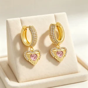 Fashion Jewelry 18K Gold Plated Brass Pearl Cubic Zirconia Flower Stud Earrings for Women