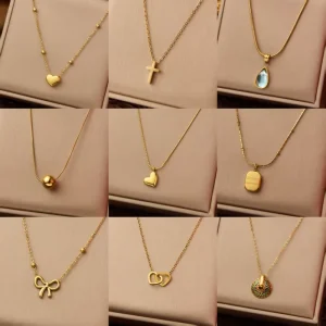 Fashion Jewelry 18k Gold Plated Women’s Charm Necklace Stainless Steel Necklaces