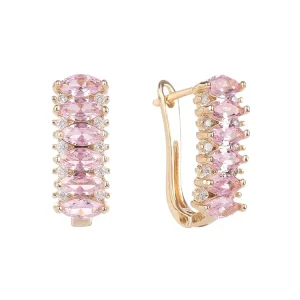Fashion Jewelry 18k Gold Plated Zircon Copper Hoop Earrings Irregularity U-shaped Double Row Full Diamond Earrings Women
