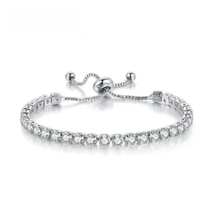 Fashion Jewelry 18k Rose Gold Chain Round Shape 4mm CZ Cubic Zirconia Diamond Adjustable Tennis Bracelets for Women