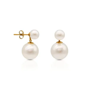 Fashion Jewelry 316L Stainless Steel Big Bubble Pearls Earrings Gold for Women