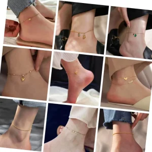 Fashion Jewelry 316L Stainless Steel Zircon Diamond Anklet for Women 18K Gold Jewelry