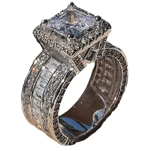Fashion Jewelry 3A Zirconia Diamond Imitate Luxury Woman Silver Plating Wedding Engagement Finger Rings CZ