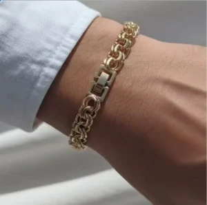 Fashion Jewelry 6MM Chain Popular in Europe Bismarck 14K Gold Plated Chino Link Bracelet Necklace for Unisex