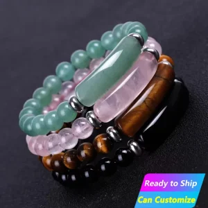 Fashion Jewelry 8MM Citrine Men Obsidian Gemstone Quartz Beads Women Natural Crystal Healing Stone Beaded Bracelet