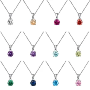 Fashion Jewelry 925 Pendent Necklaces for Women Crystal Necklace Birthday Stone Necklace