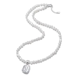 Fashion Jewelry 925 Sterling Silver 4mm &14mm Natural Real Irregular Baroque Pearl Necklaces for Women