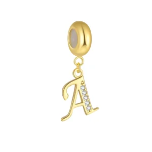 Fashion Jewelry 925 Sterling Silver Necklace Earrings Making Accessories Zircon Alphabet Initial Pendants Charms