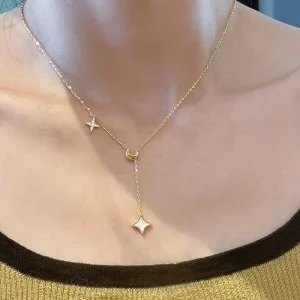 Fashion Jewelry 925 Sterling Silver Star Pendant Necklace for Women 18K Gold Plated Waterproof Silver Necklaces
