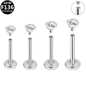 Fashion Jewelry ASTM F136 6AI 4V ELI G23 Titanium Flatback Earring Internal Thread Labret Lip Piercing Jewelry