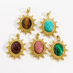 Fashion Jewelry Accessories 14K Gold Plated Charm Diamond Stainless Steel Charm for Necklace Bracelets