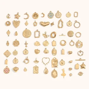 Fashion Jewelry Accessories DIY Necklace Pendant 18K Gold Plated Stainless Steel Heart Round Geometric Pendant Accessories Women