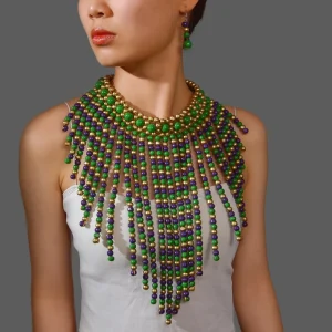 Fashion Jewelry Accessories Exaggerated Handmade Pearl Woven Bead Necklace Earring Set Beaded Layered Boho Necklaces