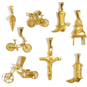 Fashion Jewelry Accessories Gold Plated Stainless Steel Cowboy Boots Shape Charms Pendants for Jewelry Making