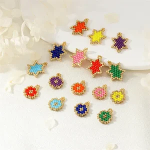 Fashion Jewelry Accessories Simple Design Hand Woven Geometric Shaped Miyuki Beads Pendant Accessories