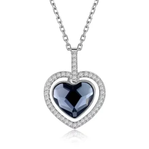 Fashion Jewelry Austria Element Crystal Necklace for Women Trendy Style REAL 925 Sterling Silver Heart Shaped Love Jewelry