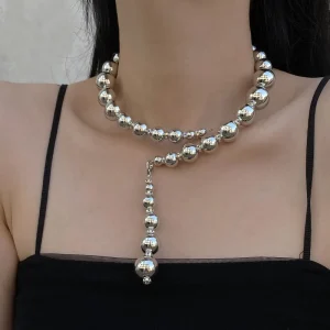 Fashion Jewelry Bead Chain Necklace Collar Chain Choker Women Chunky Necklace Pearl Geometric