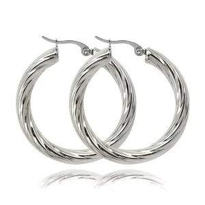 Fashion Jewelry Big Hoop Earrings 41mm Diameter European Circle Silver Color Costume Charming Jewellery Pendientes