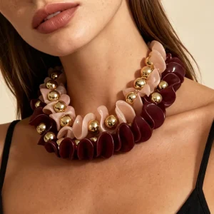 Fashion Jewelry Bohemian Colorful Beaded Creative Design Geometric Bead CCB Necklace Acrylic Resin Boho Beaded Necklaces